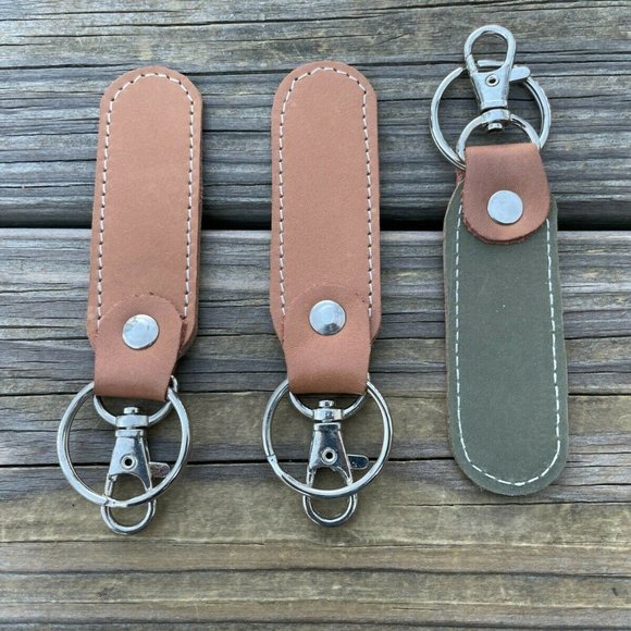 Lot of 3 Key Chain Handmade Keys Holder Genuine Leather Key Rings Dual Color - Picture 3 of 9